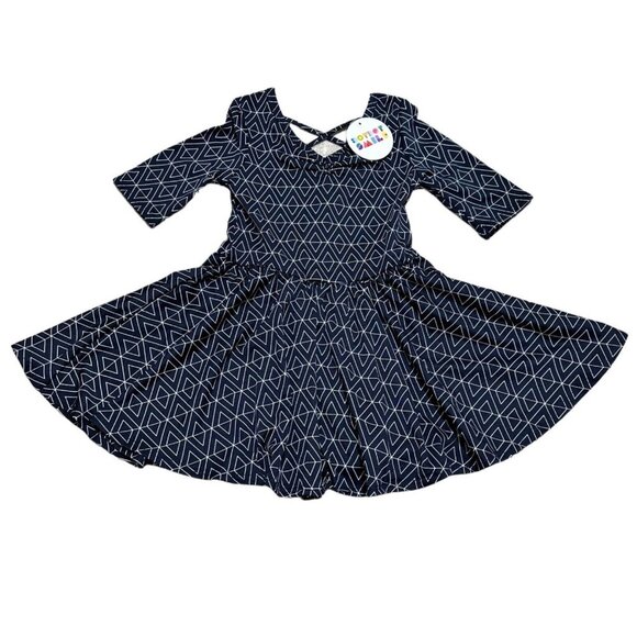Dot Dot Smile NWT Girls Size 2T Navy Geometric Print Ballerina Twirl Dress - Picture 1 of 6